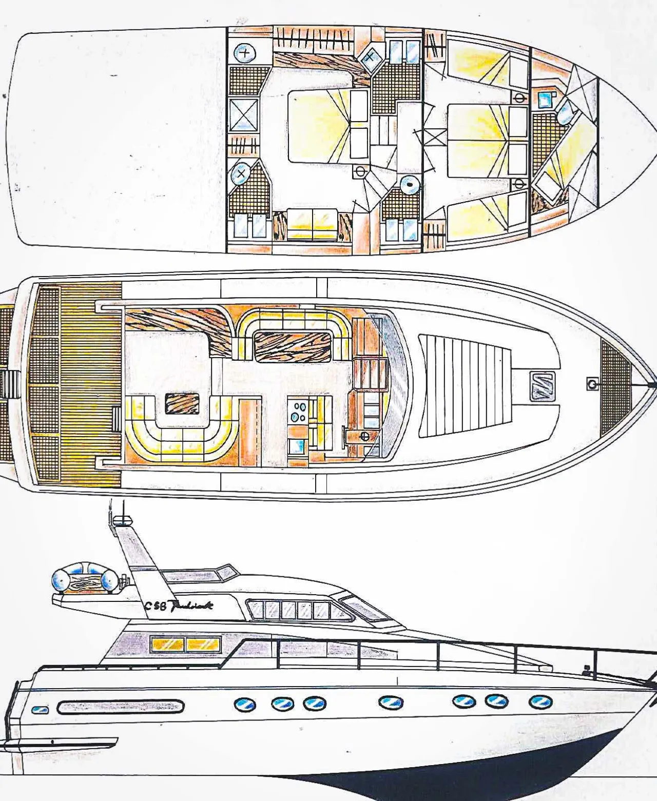 Plano de distribución del yate Italcraft C58